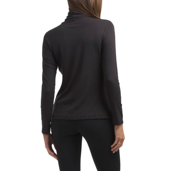 JONES & CO JONES NEW YORK Black Onyx Pima Cotton Long Sleeve Turtleneck Sweater - Picture 2 of 2